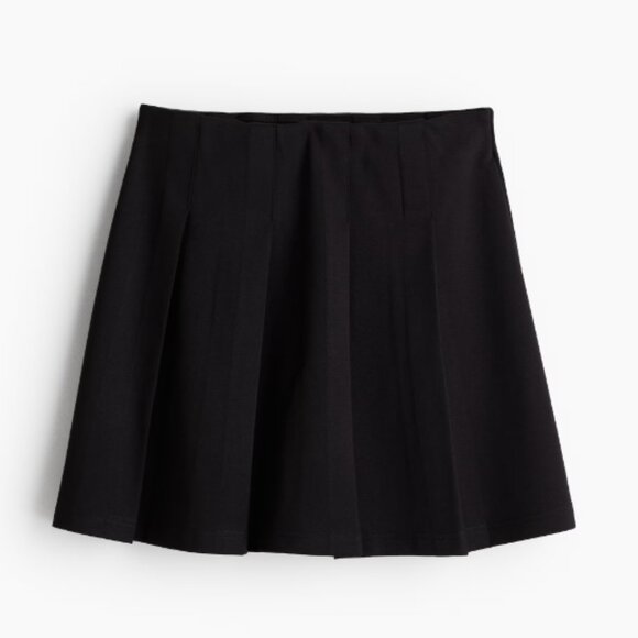 H&M - PLEATED JERSEY SKIRT - L - Black - Picture 4 of 6